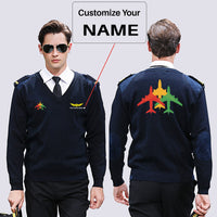 Thumbnail for Colourful 3 Airplanes Designed Wool Pilot Sweaters
