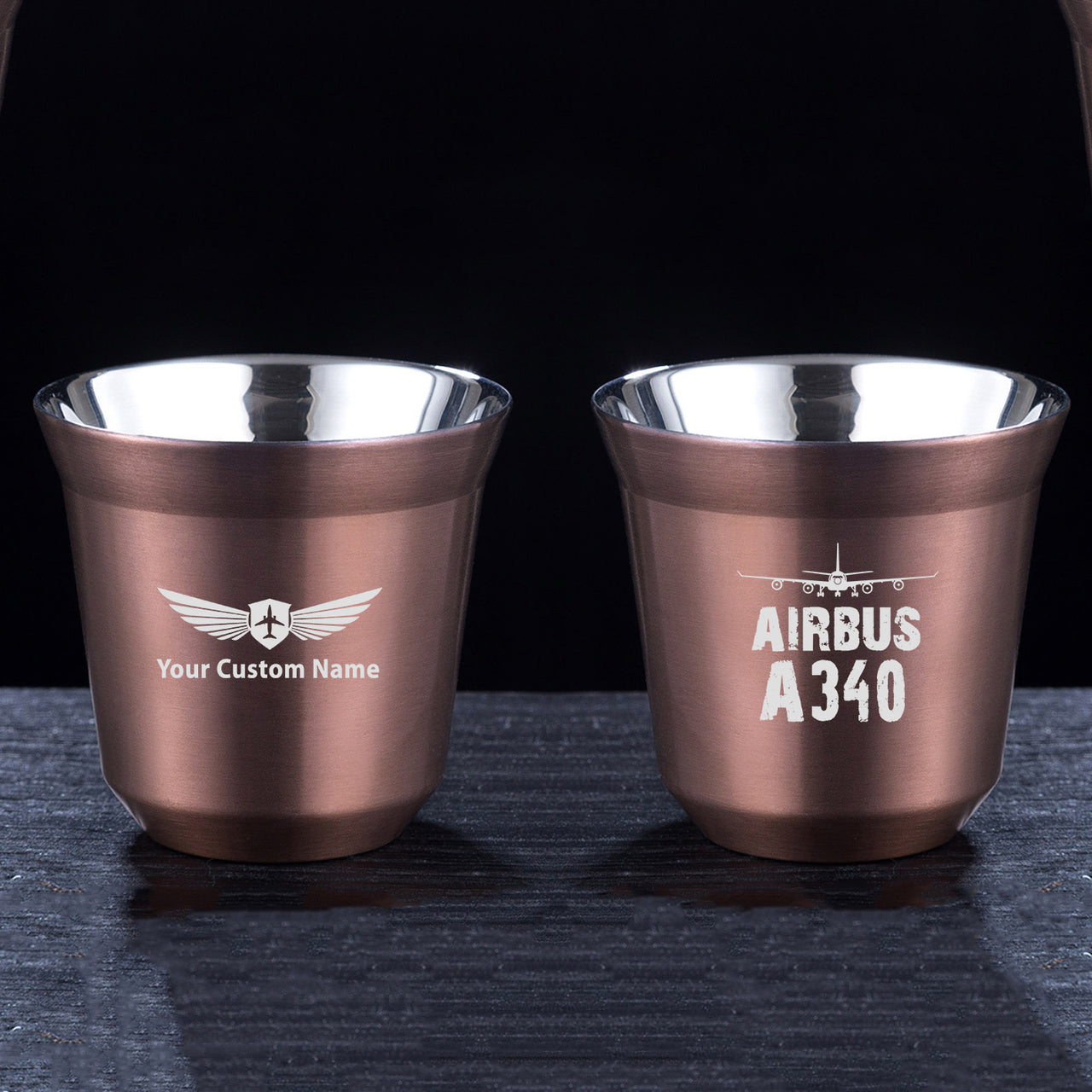 Airbus A340 & Plane Designed Double Wall Stainless Steel Coffee Mugs