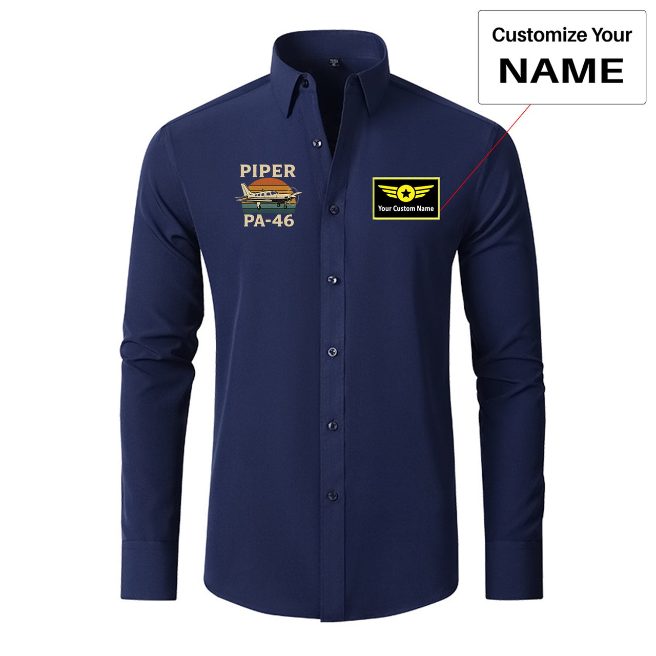 Retro Piper PA-46 Designed Long Sleeve Shirts