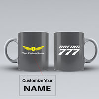 Thumbnail for Boeing 777 & Text Designed Ceramic White Mugs