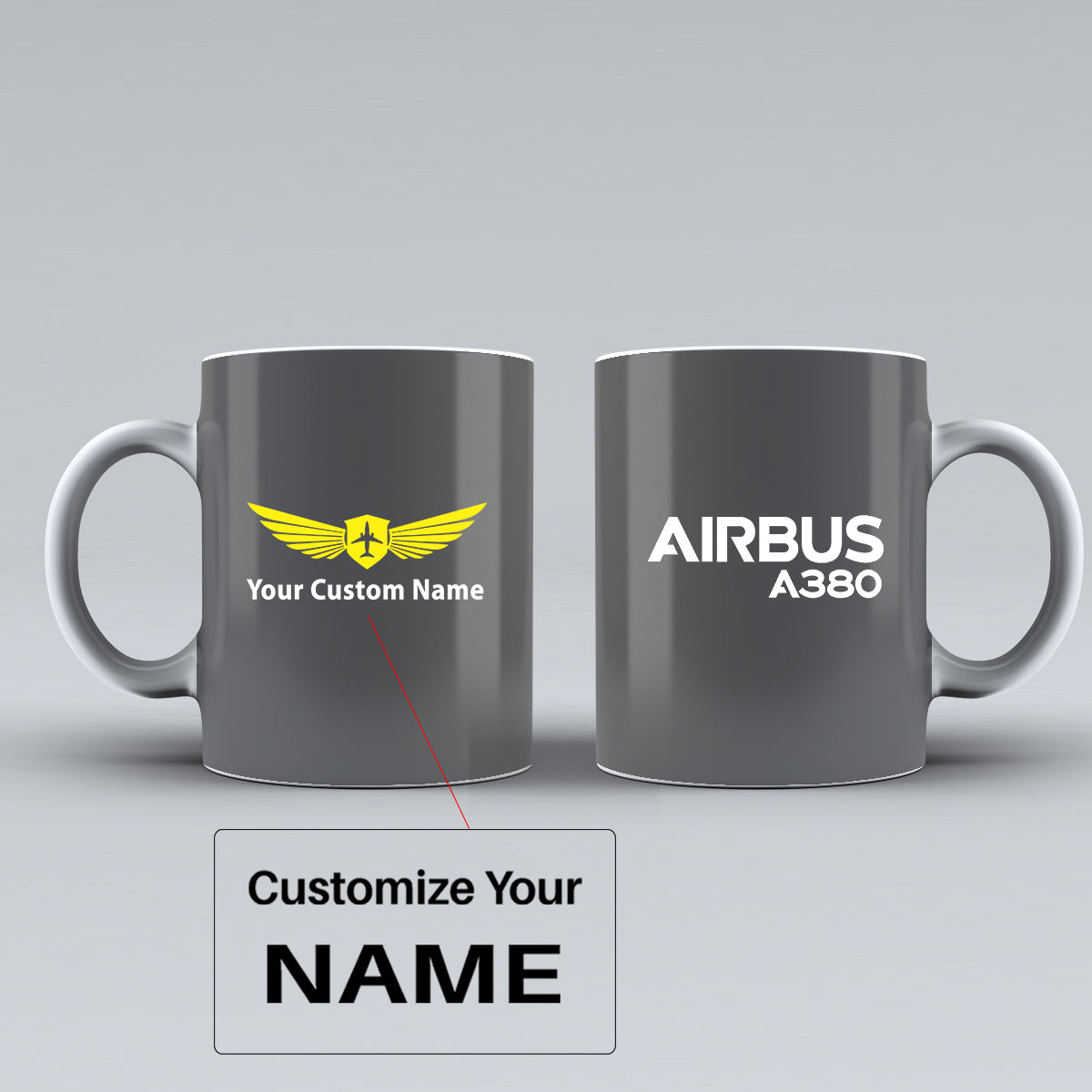 Airbus A380 & Text Designed Ceramic White Mugs