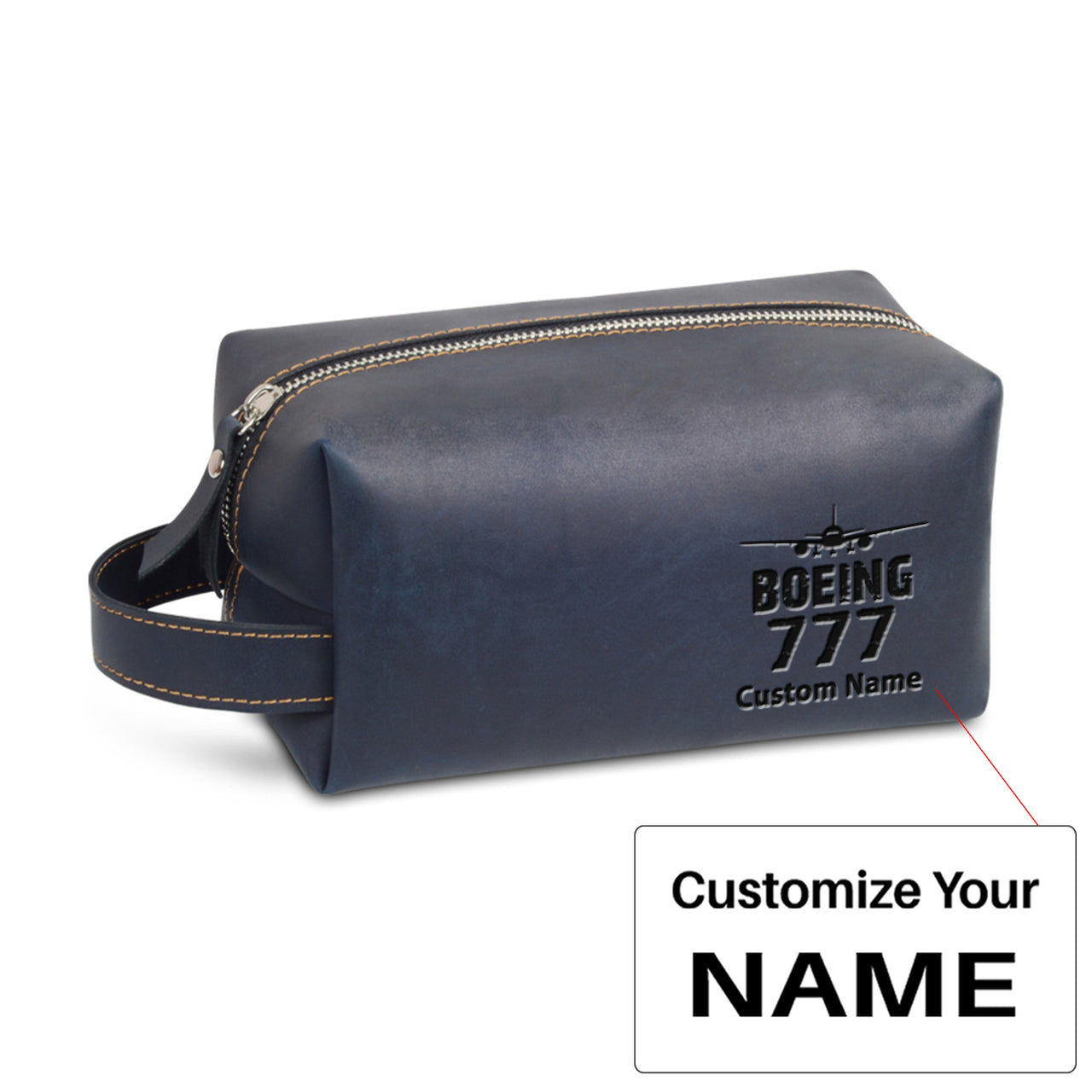 Boeing 777 & Plane Designed Leather Clutch Toiletry Bag