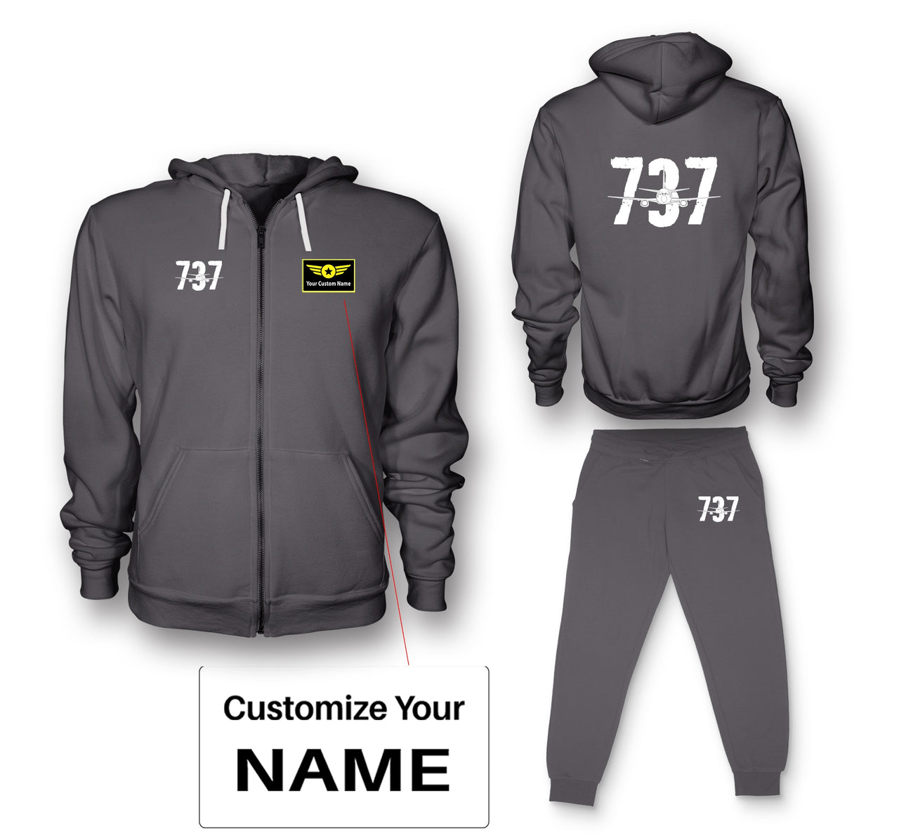 Boeing 737 Designed Designed Zipped Hoodies & Sweatpants Set