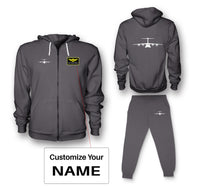 Thumbnail for Airbus A400M Silhouette Designed Zipped Hoodies & Sweatpants Set