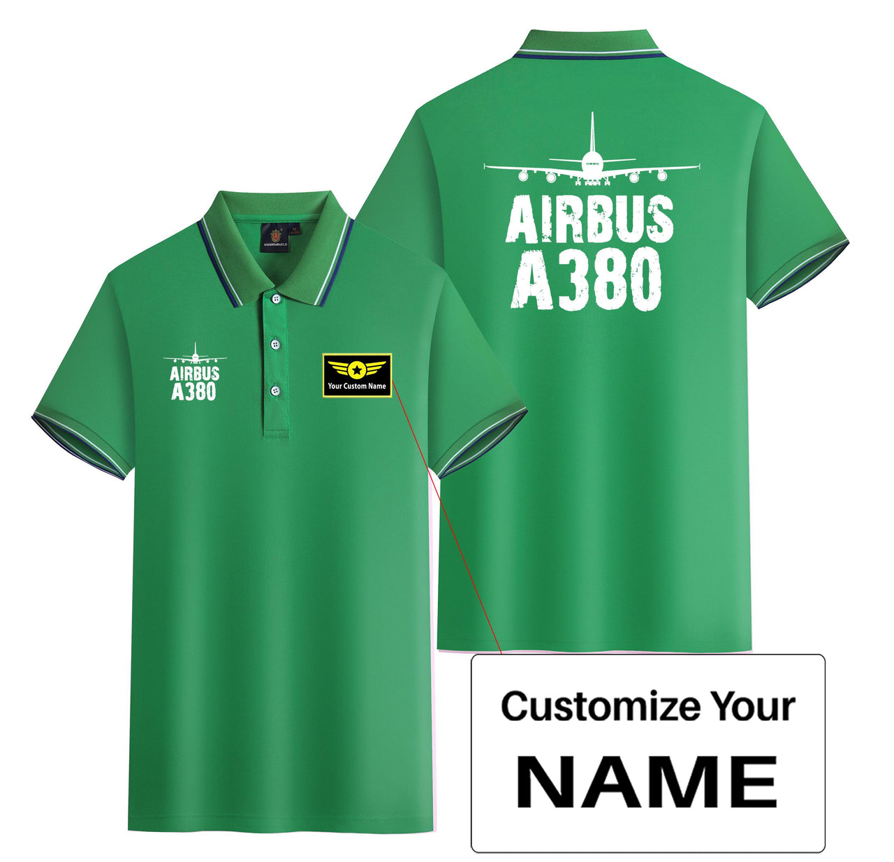 Airbus A380 & Plane Designed Stylish Polo T-Shirts (Double-Side)