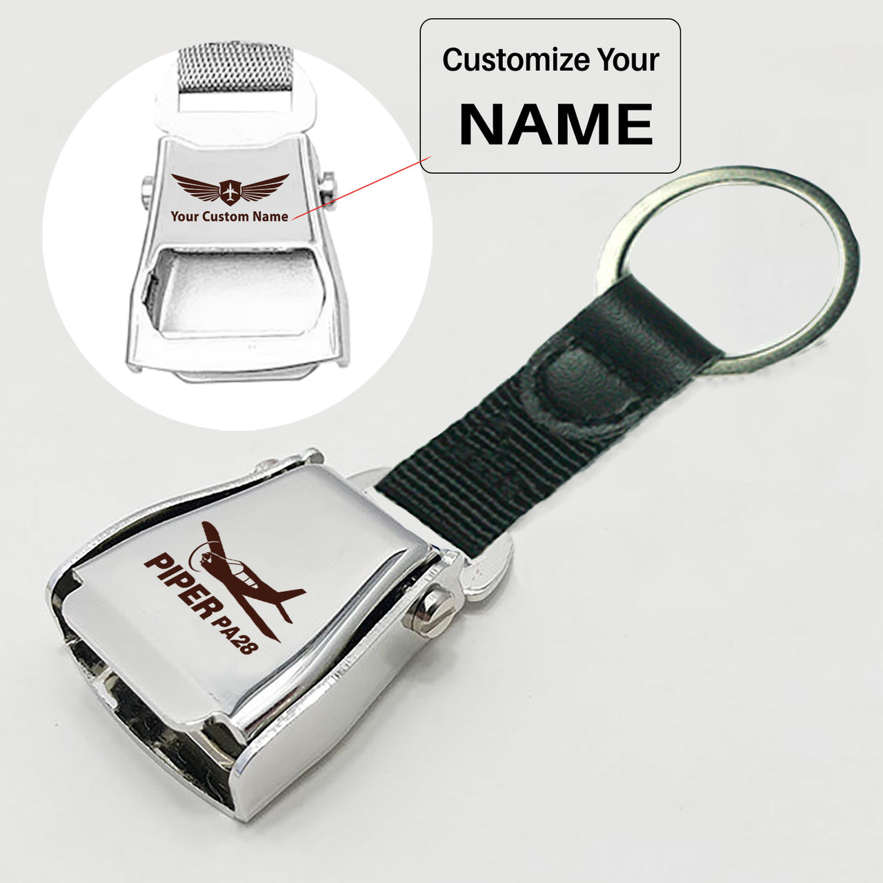 The Piper PA28 Designed Airplane Seat Belt Key Chains
