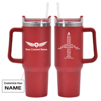 Thumbnail for Airplane Shape Aviation Alphabet Designed 40oz Stainless Steel Car Mug With Holder