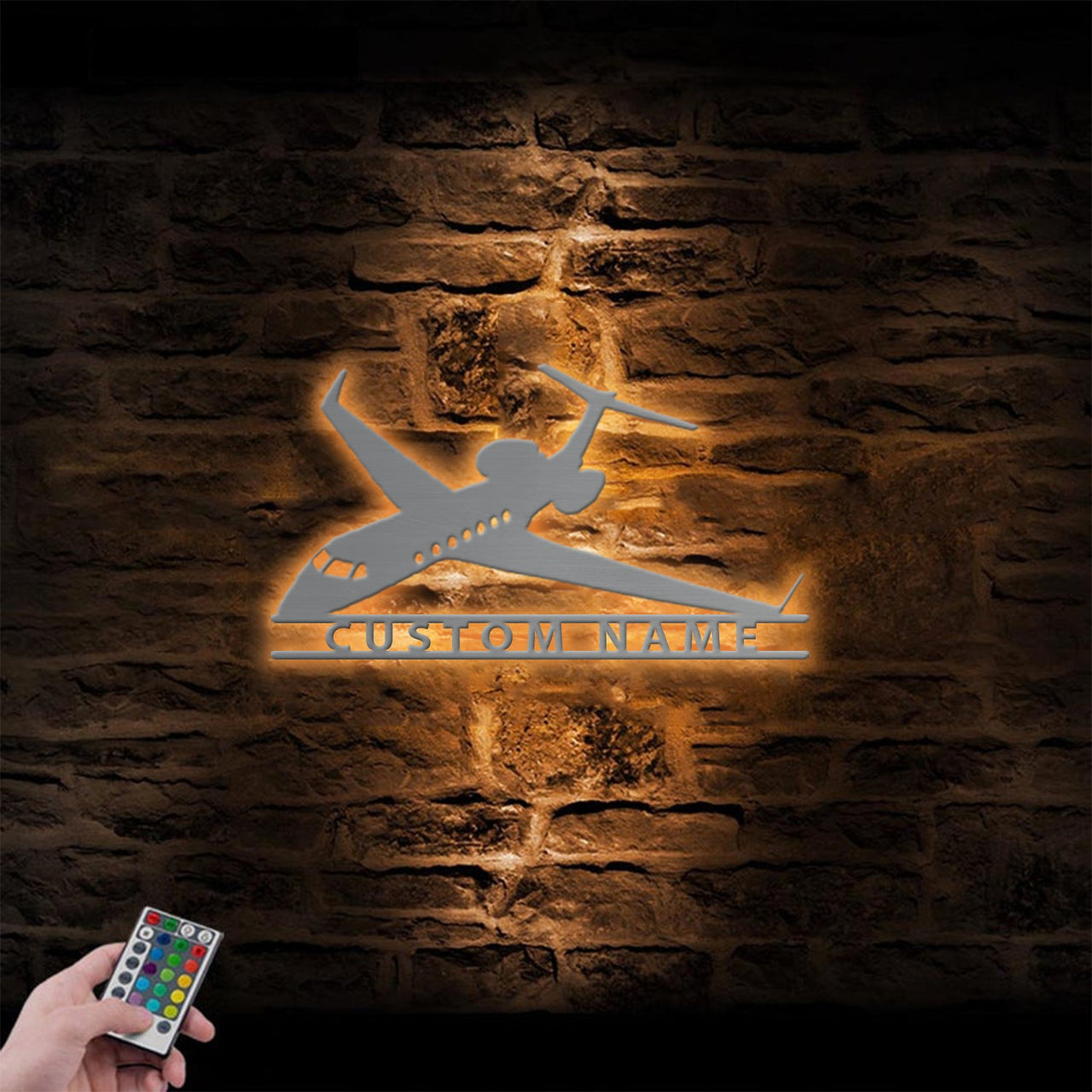 Amazing Business Jet Aircraft (FL-14) Designed Metal Wall Art LED Light