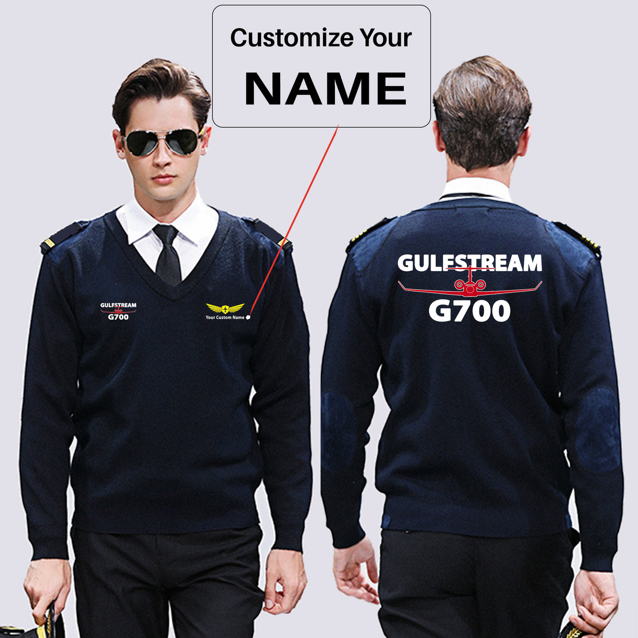 Amazing Gulfstream G700 Designed Wool Pilot Sweaters