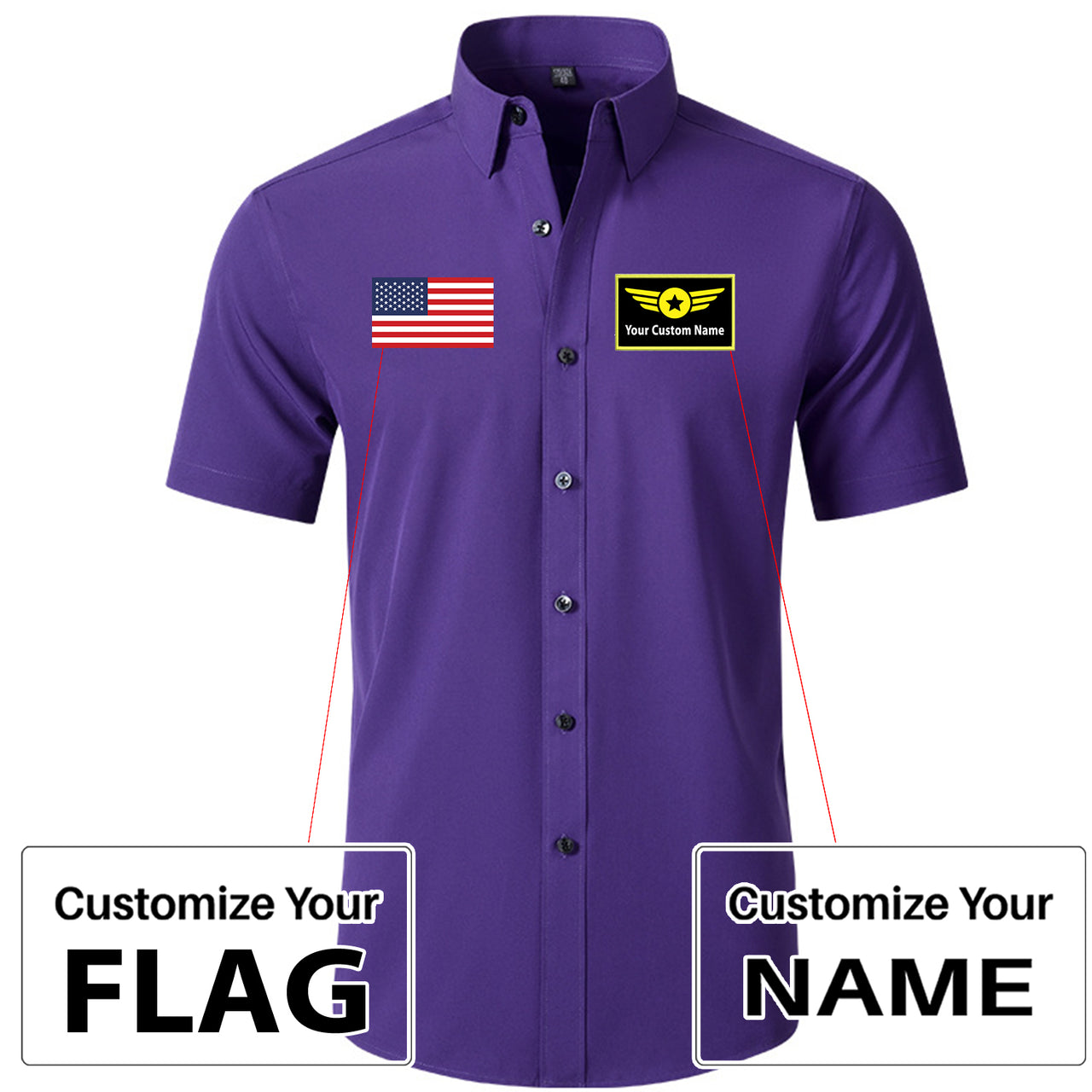 Custom Flag & Name with Special Badge Design Super Quality Short Sleeve Shirts
