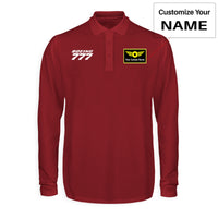 Thumbnail for Boeing 777 & Text Designed Long Sleeve Polo T-Shirts