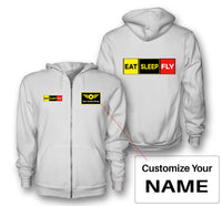 Thumbnail for Eat Sleep Fly (Colourful) Designed Zipped Hoodies