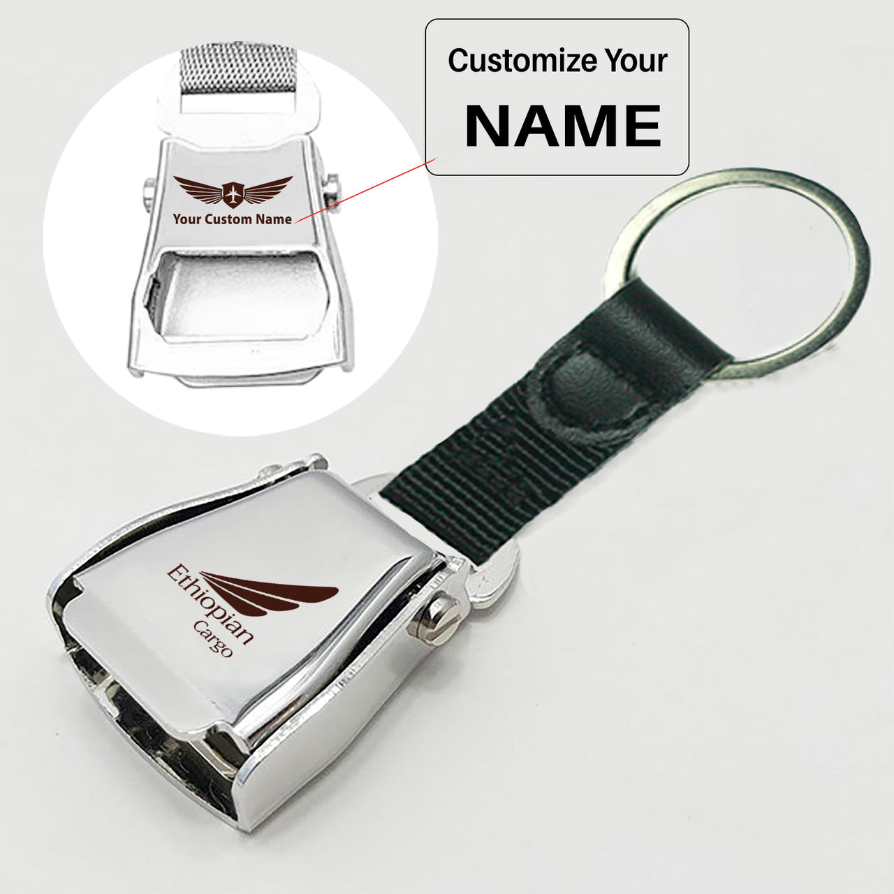 Ethiopian Airlines Designed Airplane Seat Belt Key Chains
