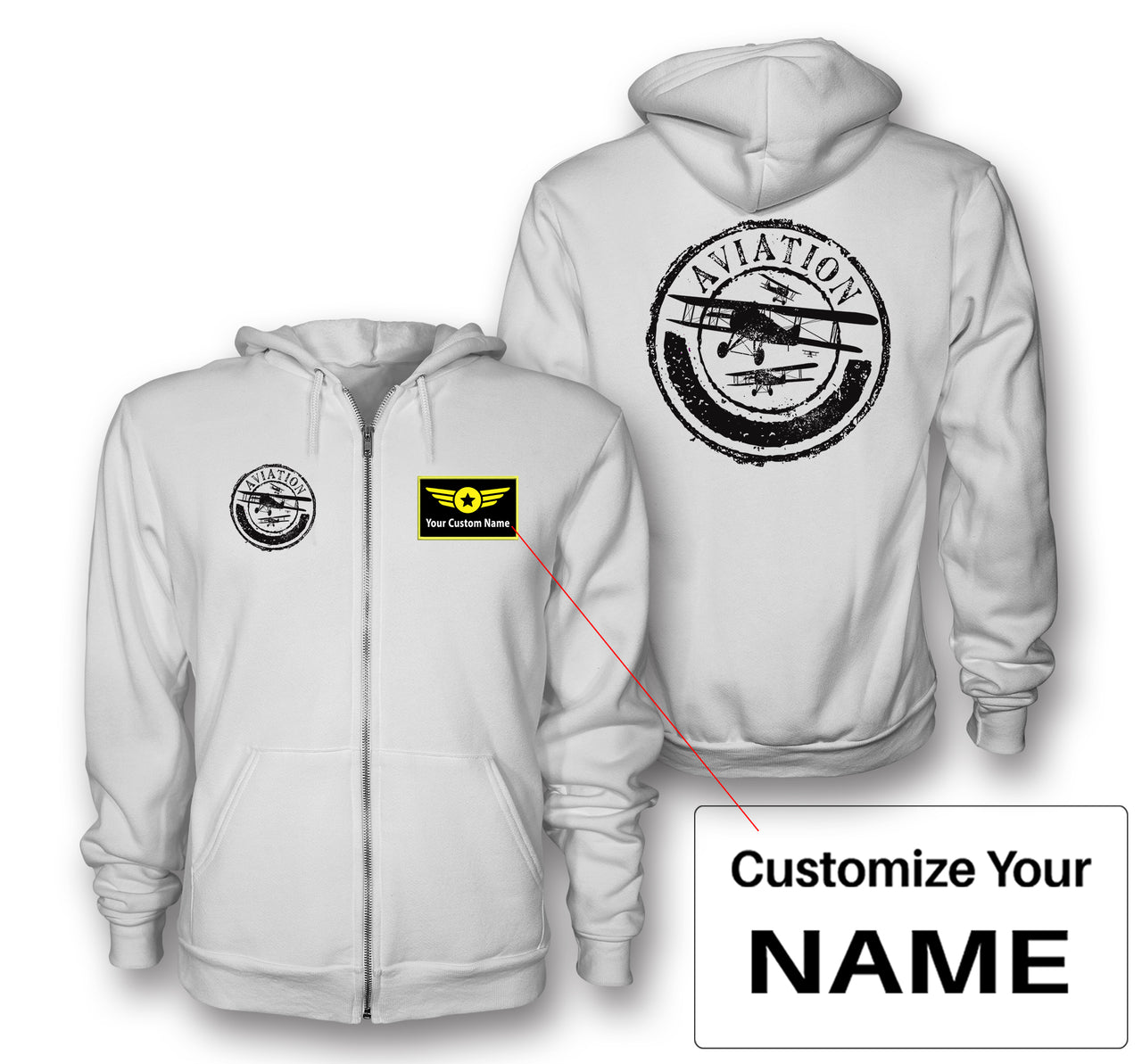 Aviation Lovers Designed Zipped Hoodies