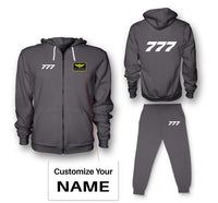 Thumbnail for 777 Flat Text Designed Zipped Hoodies & Sweatpants Set
