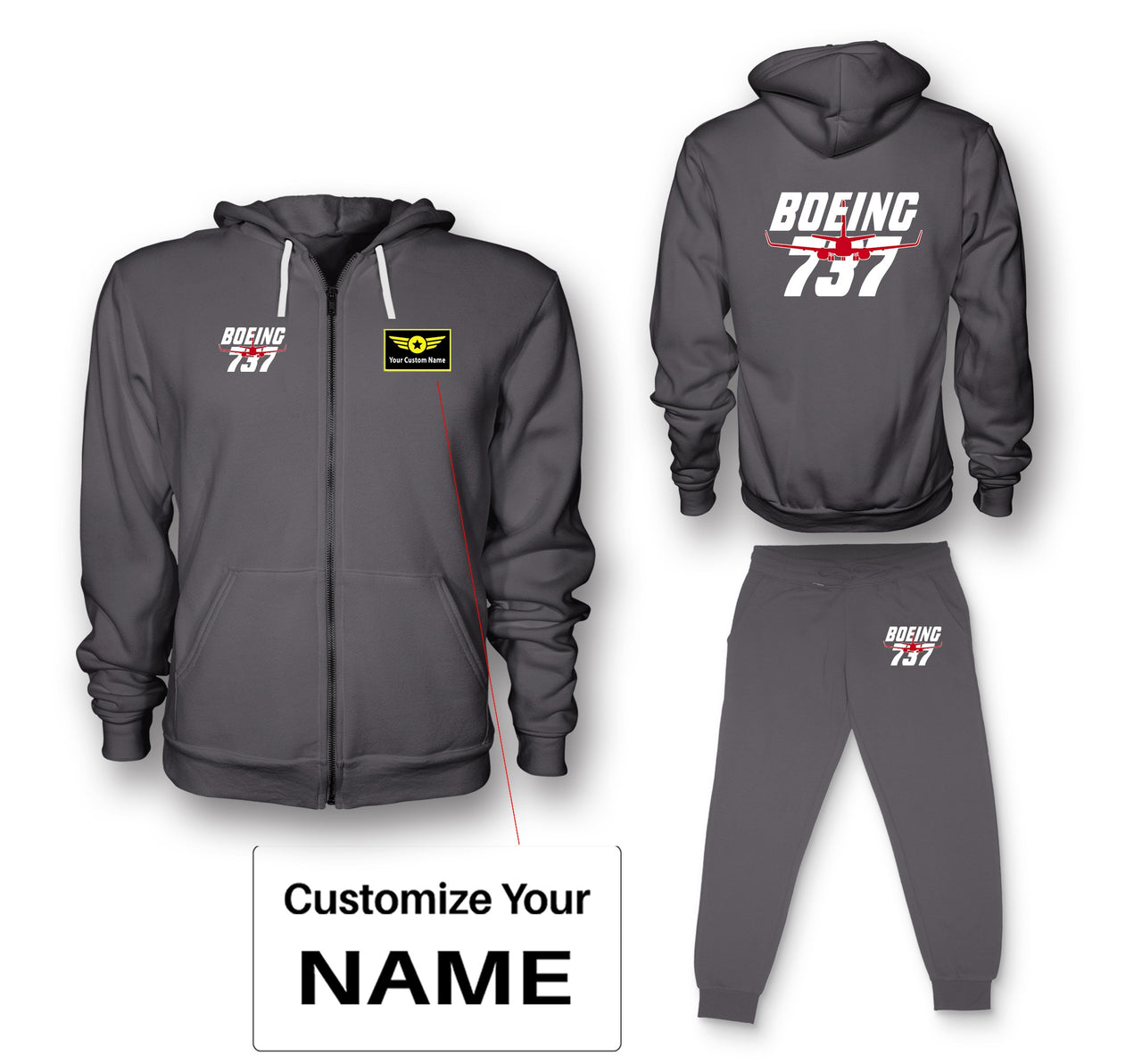 Amazing Boeing 737 Designed Zipped Hoodies & Sweatpants Set