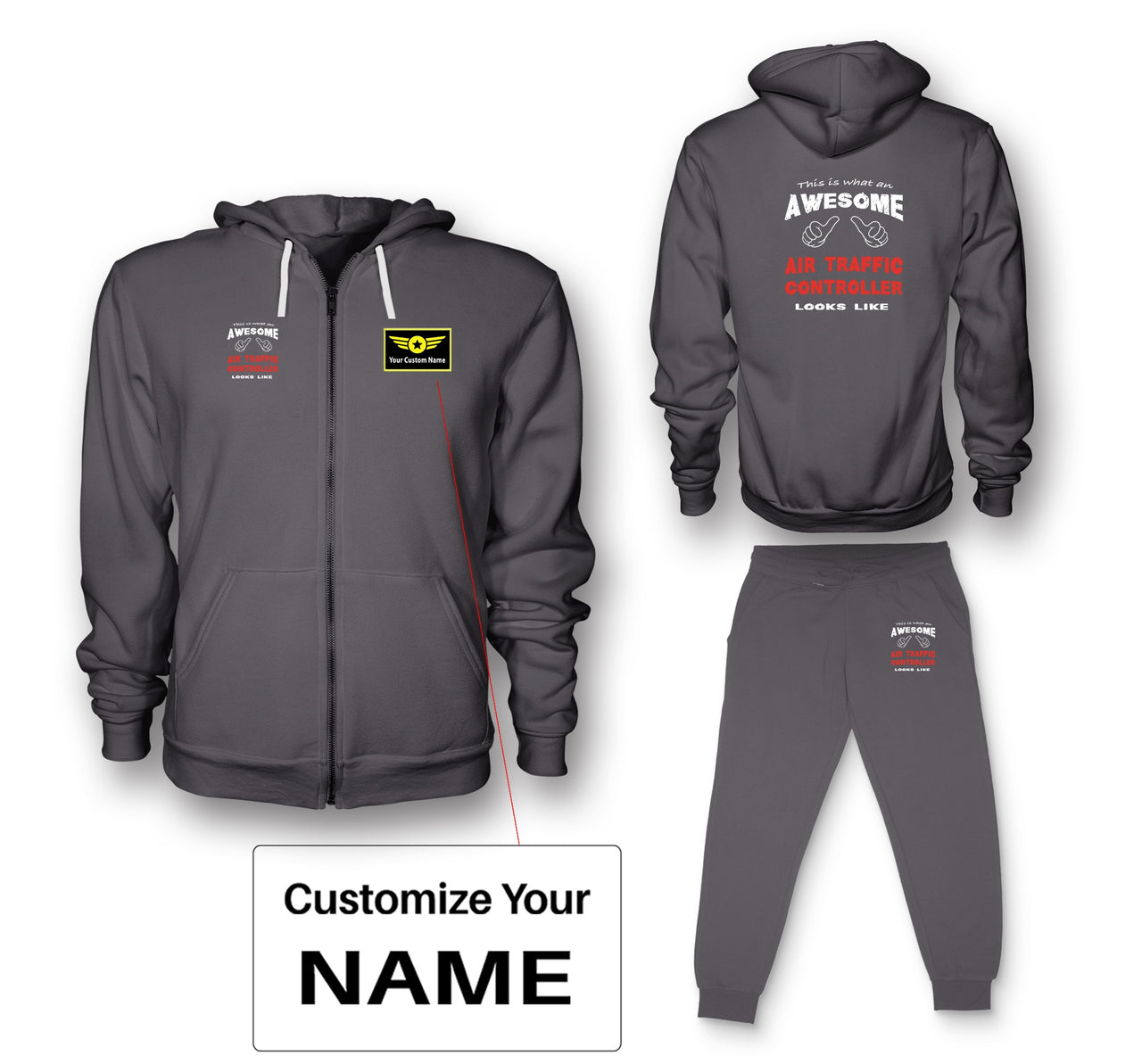 Air Traffic Controller Designed Zipped Hoodies & Sweatpants Set