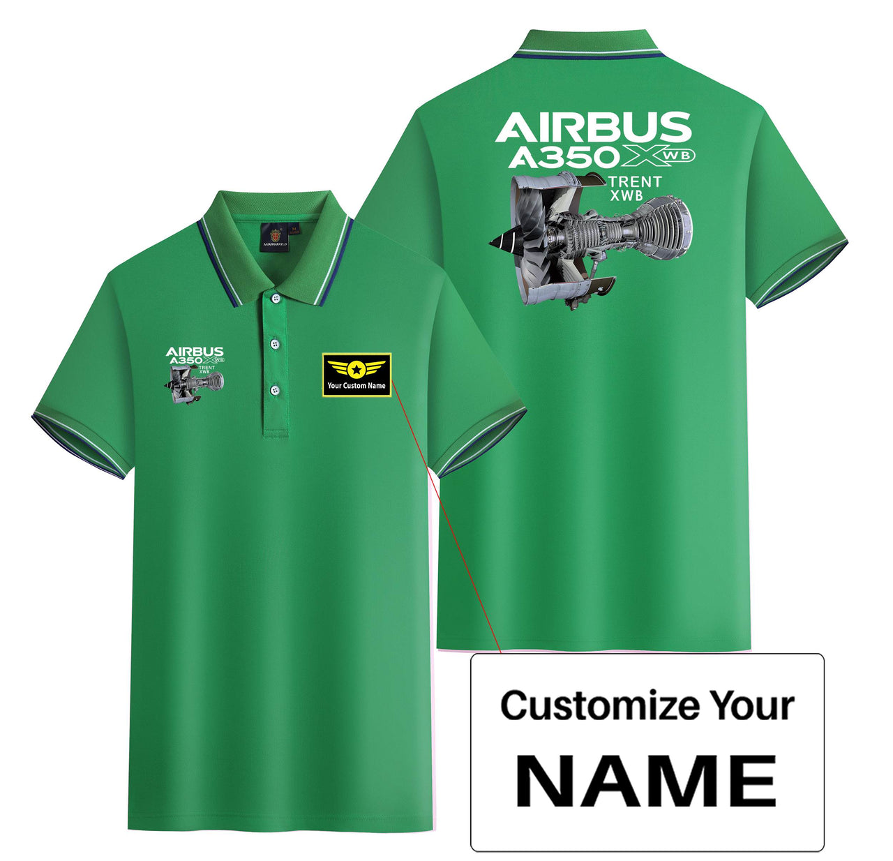 Airbus A350 & Trent Wxb Engine Designed Stylish Polo T-Shirts (Double-Side)