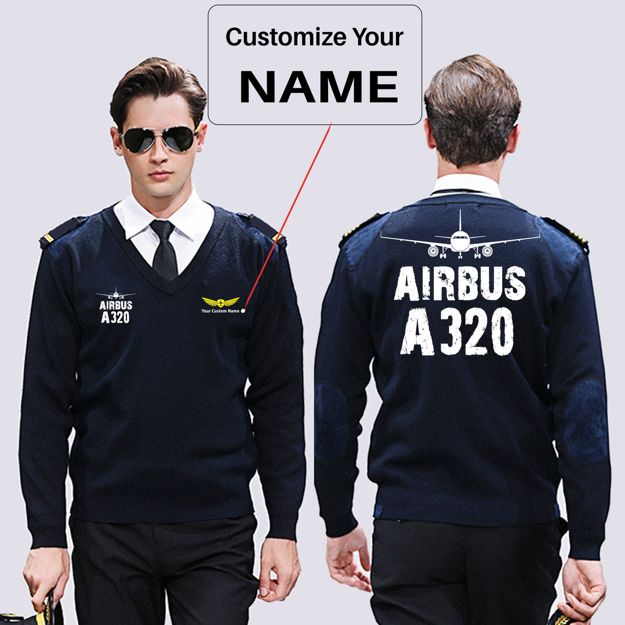 Airbus A320 & Plane Designed Wool Pilot Sweaters