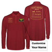 Thumbnail for Pilot's Golden Rules Designed Long Sleeve Polo T-Shirts (Double-Side)