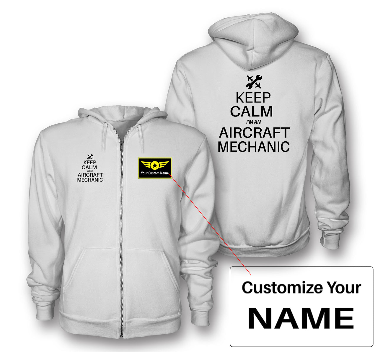 Aircraft Mechanic Designed Zipped Hoodies