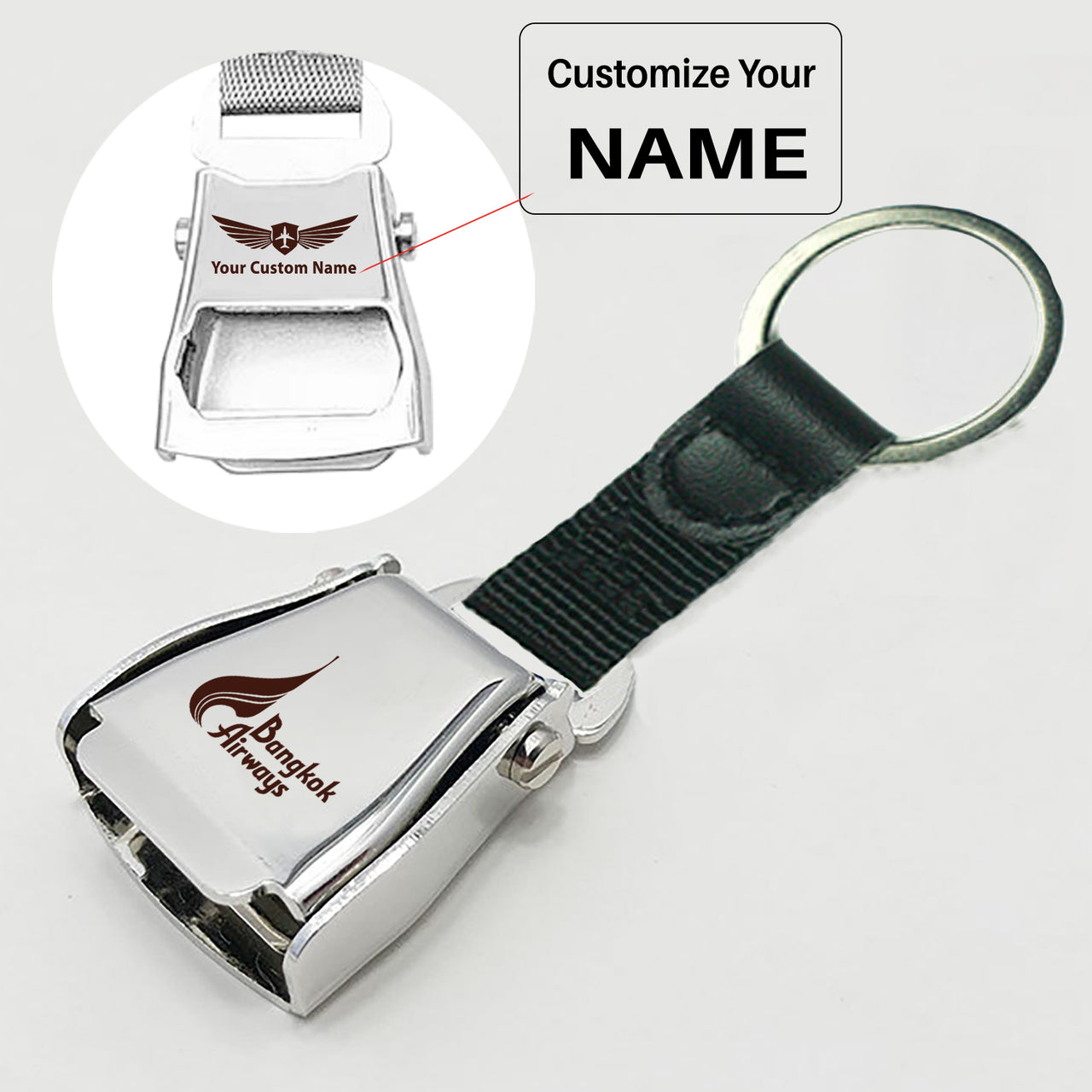 Bangkok Airways Airlines Designed Airplane Seat Belt Key Chains