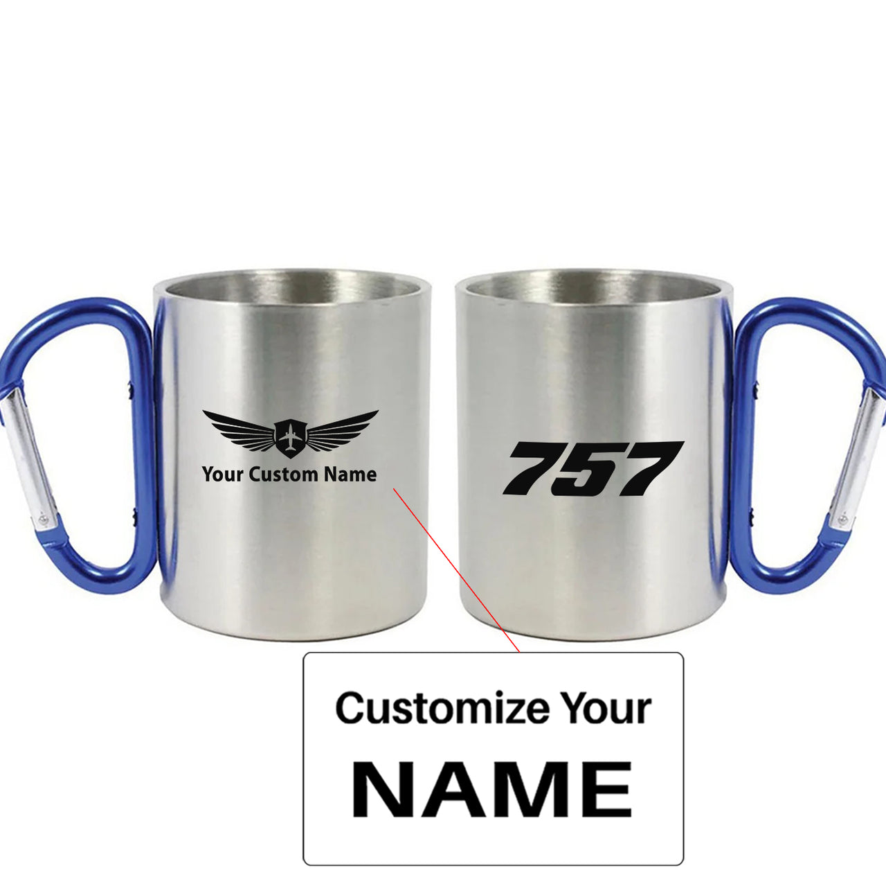 757 Flat Text Designed Stainless Steel Outdoors Mugs