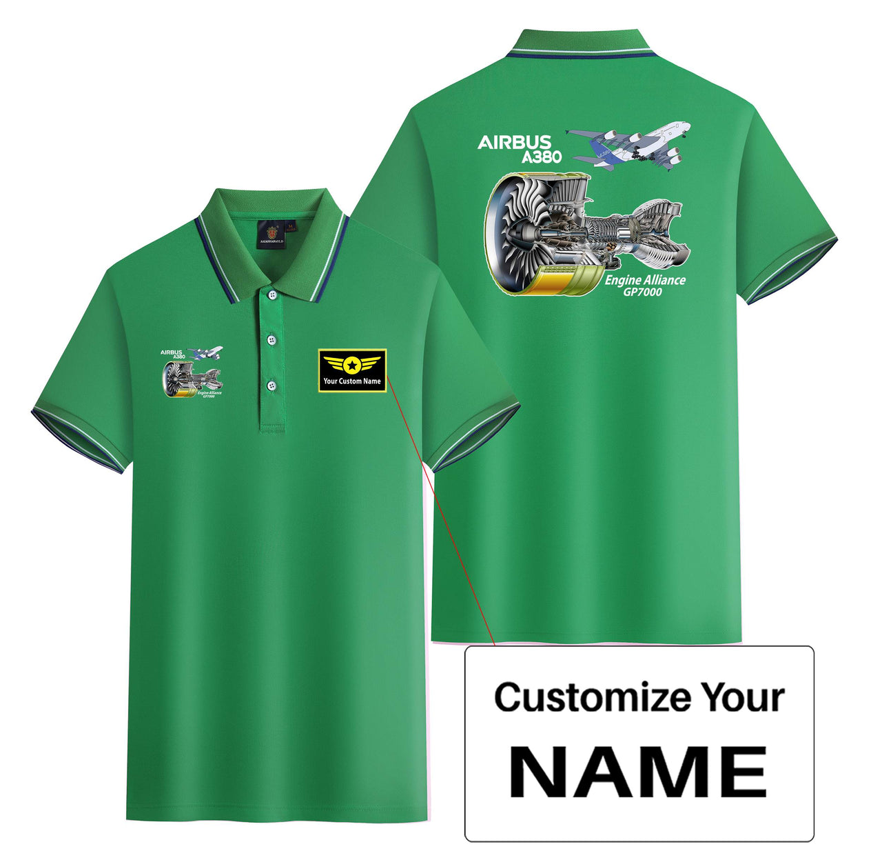 Airbus A380 & GP7000 Engine Designed Stylish Polo T-Shirts (Double-Side)