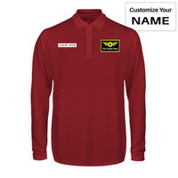 Thumbnail for Cabin Crew Text Designed Long Sleeve Polo T-Shirts