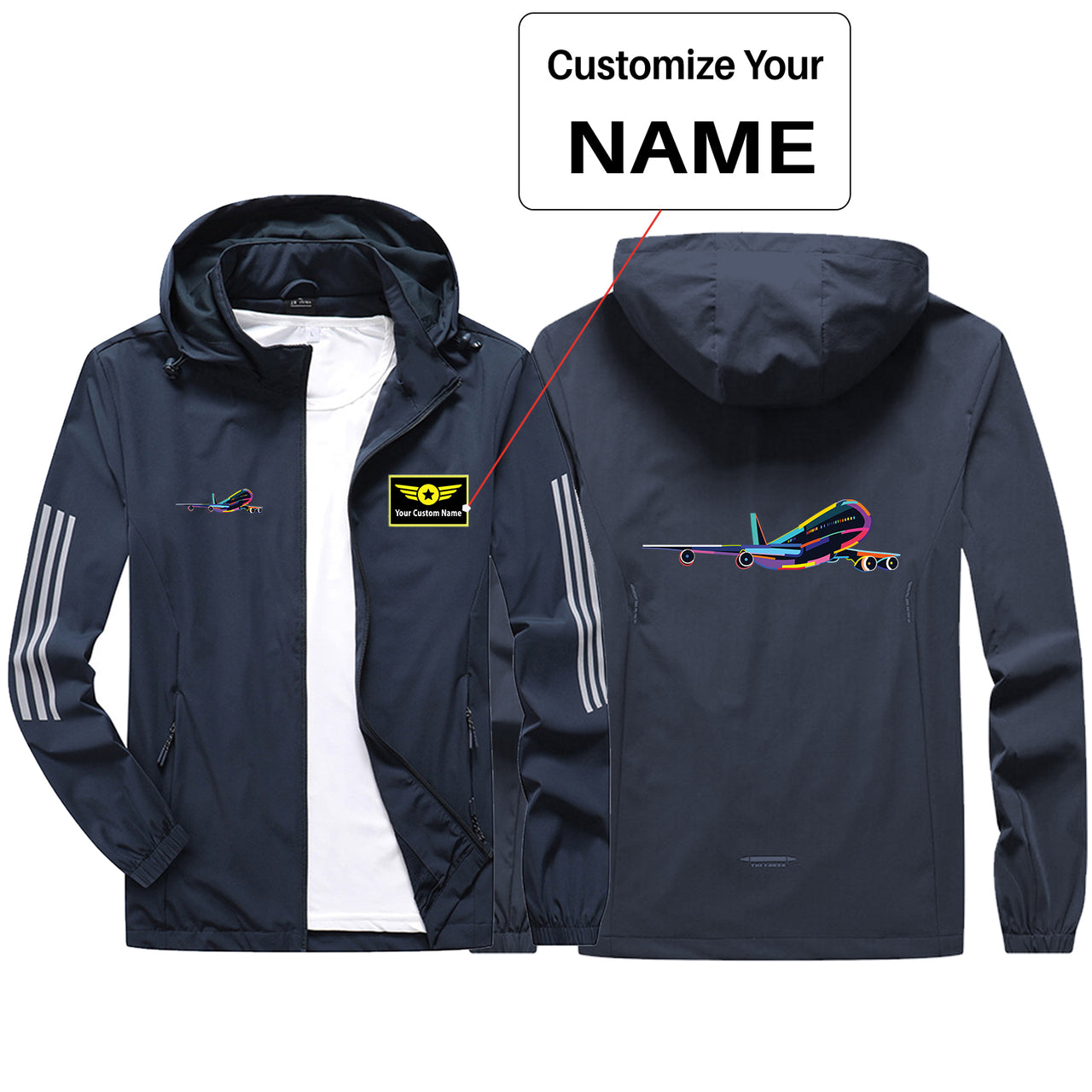 Multicolor Airplane Sport & Running Jackets
