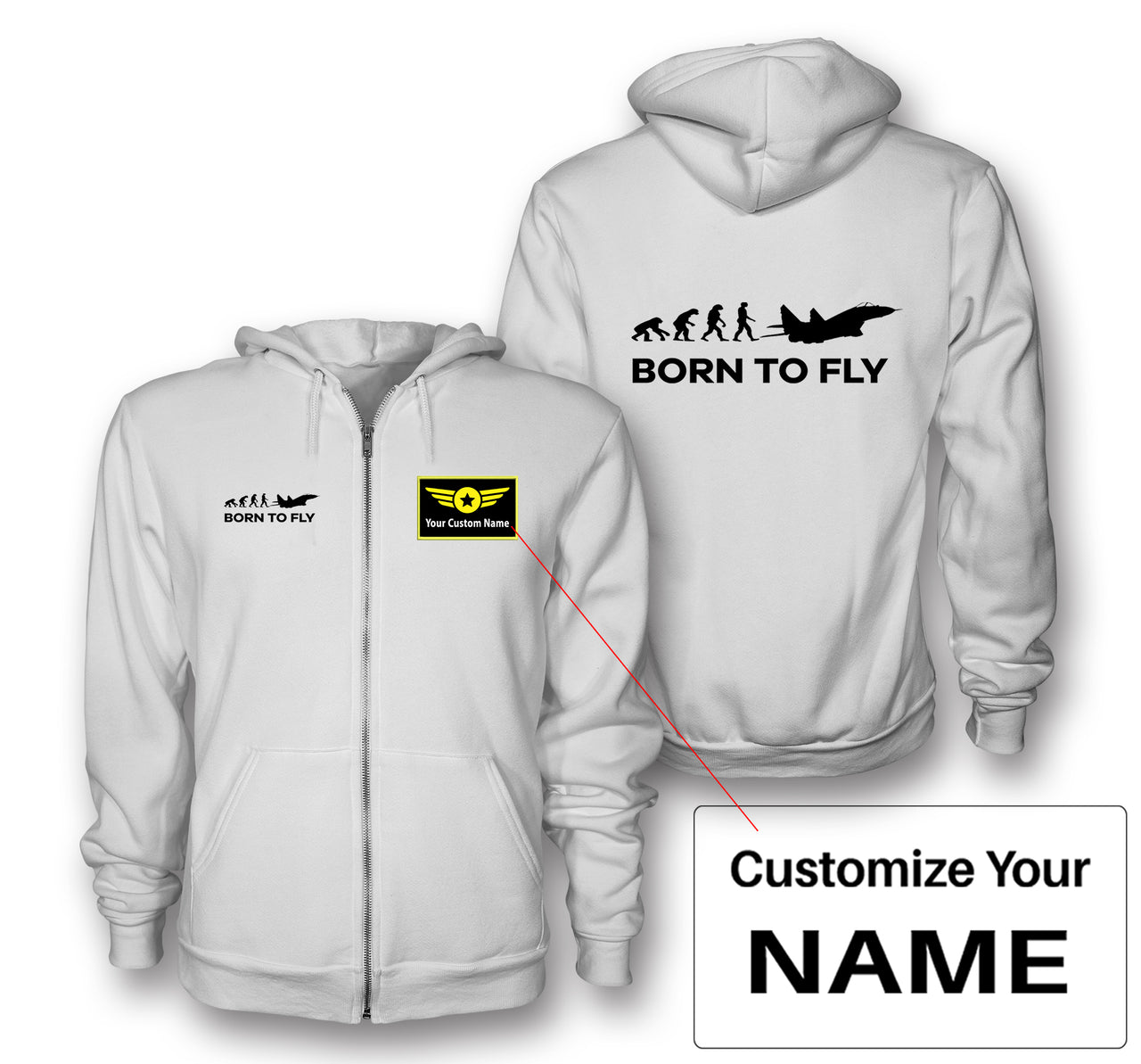 Born To Fly Military Designed Zipped Hoodies