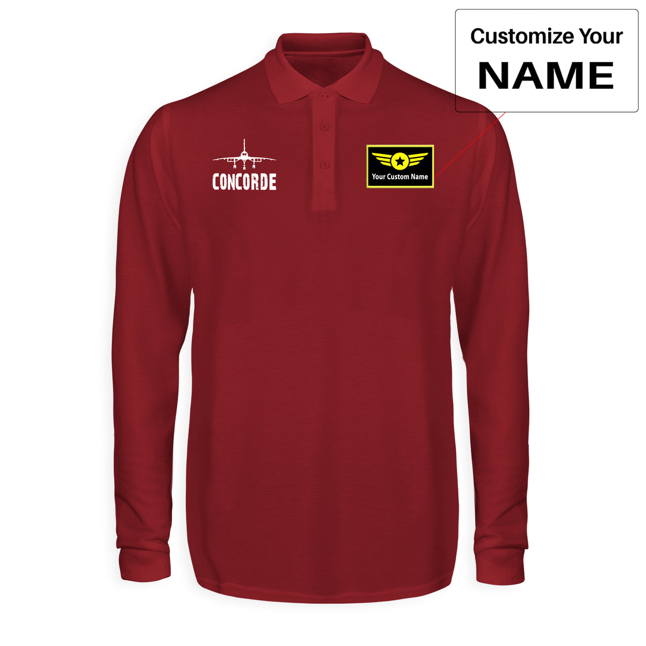 Concorde & Plane Designed Long Sleeve Polo T-Shirts