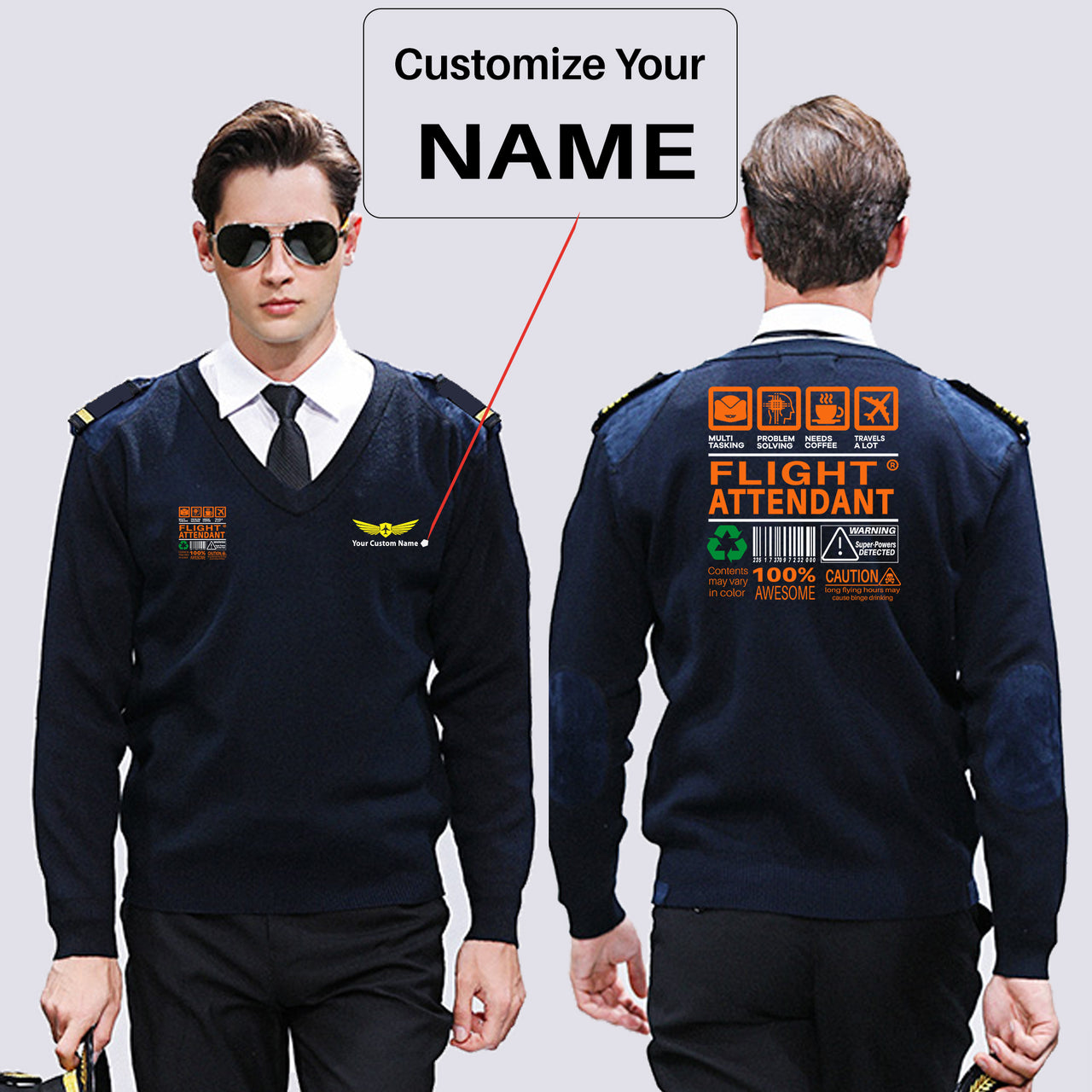 Flight Attendant Label Designed Wool Pilot Sweaters