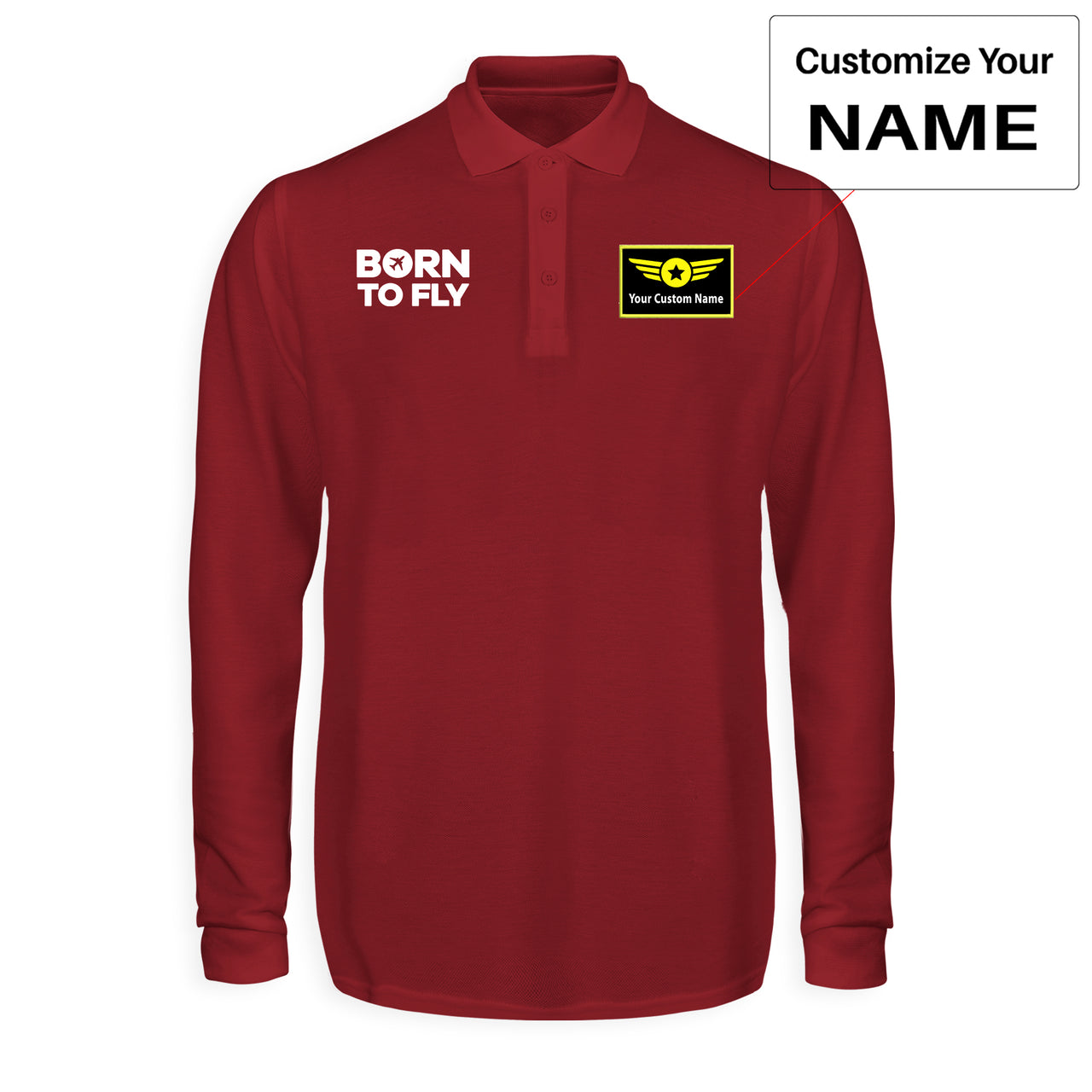 Born To Fly Special Designed Long Sleeve Polo T-Shirts
