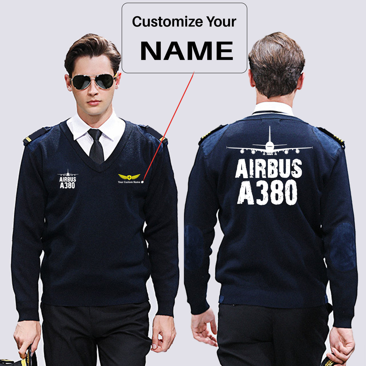 Airbus A380 & Plane Designed Wool Pilot Sweaters