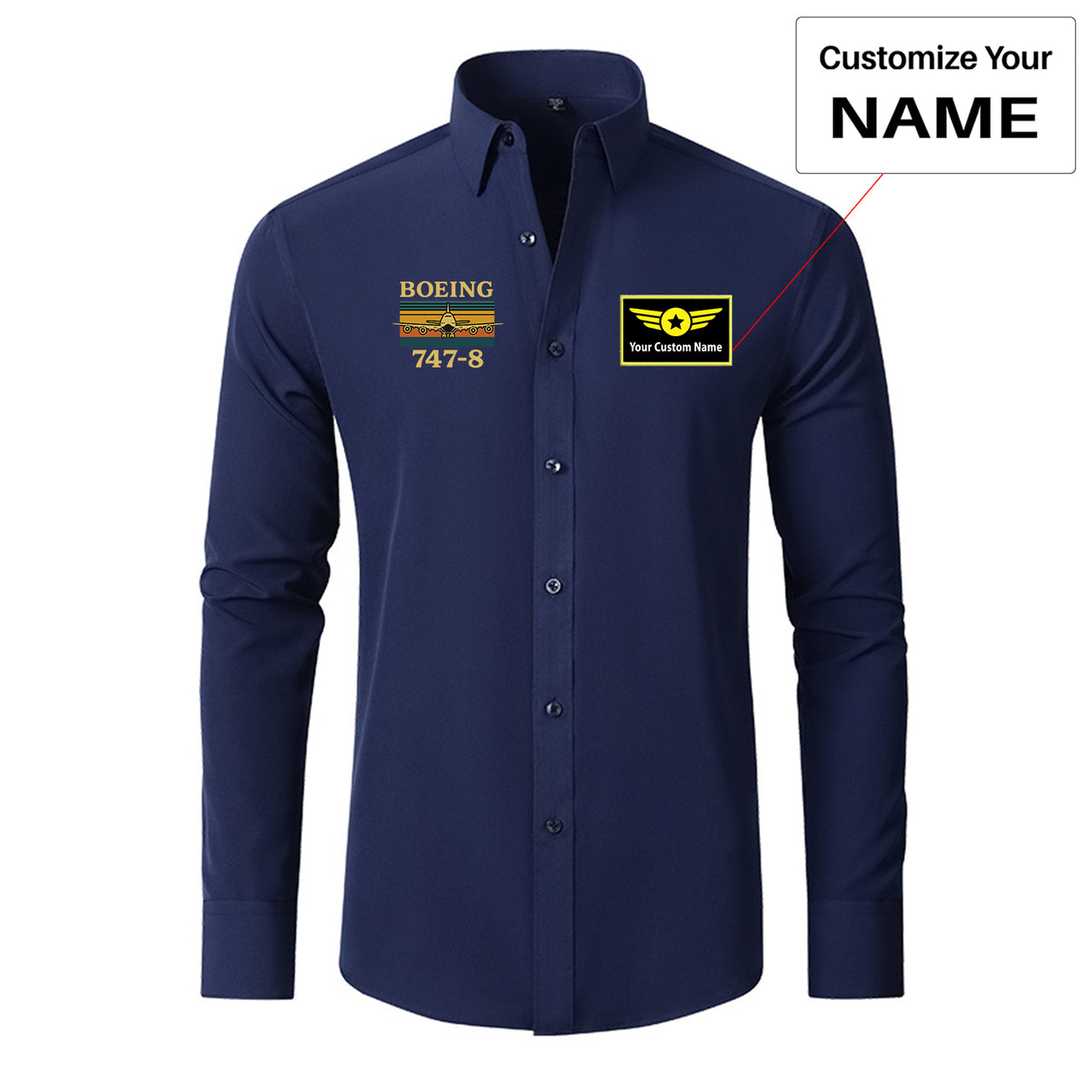 Retro Boeign 747-8 Designed Long Sleeve Shirts