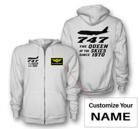 Thumbnail for Boeing 747 - Queen of the Skies (2) Designed Zipped Hoodies