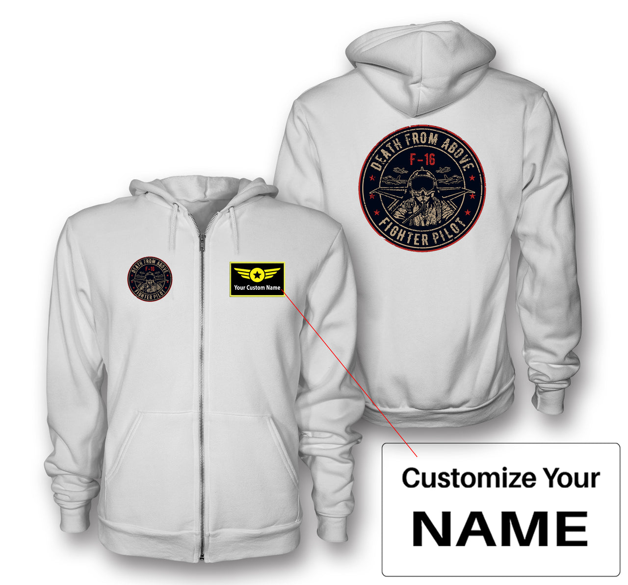 Fighter Jet 16 - Death From Above Designed Zipped Hoodies
