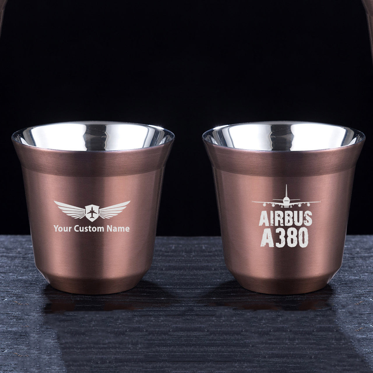 Airbus A380 & Plane Designed Double Wall Stainless Steel Coffee Mugs