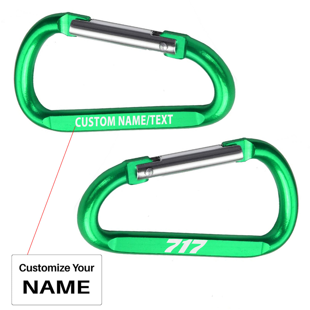 717 Flat Text Designed Aluminum Alloy Carabiner Key chains