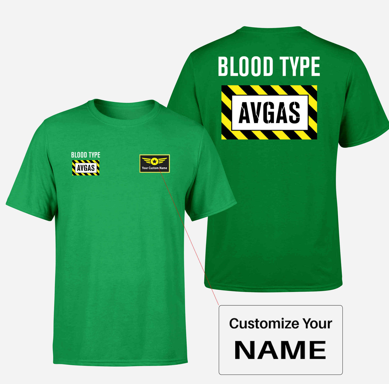 Blood Type AVGAS Double-Side T-Shirts
