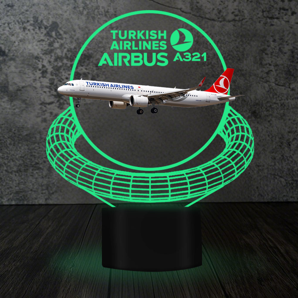 Turkish Airlines Airbus A321 Designed 3D Lamp