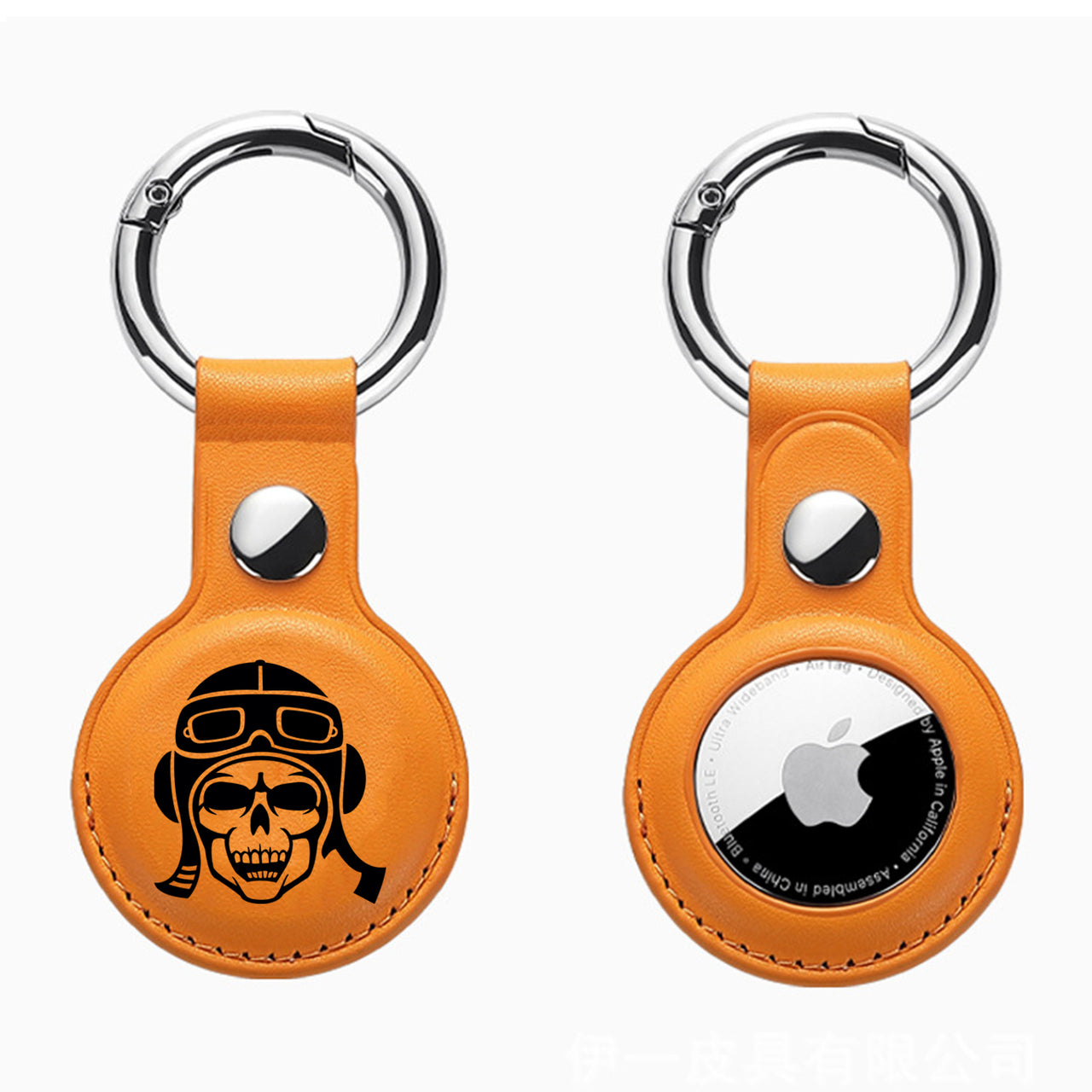 Skeleton Pilot Design Airtags Leather Cases