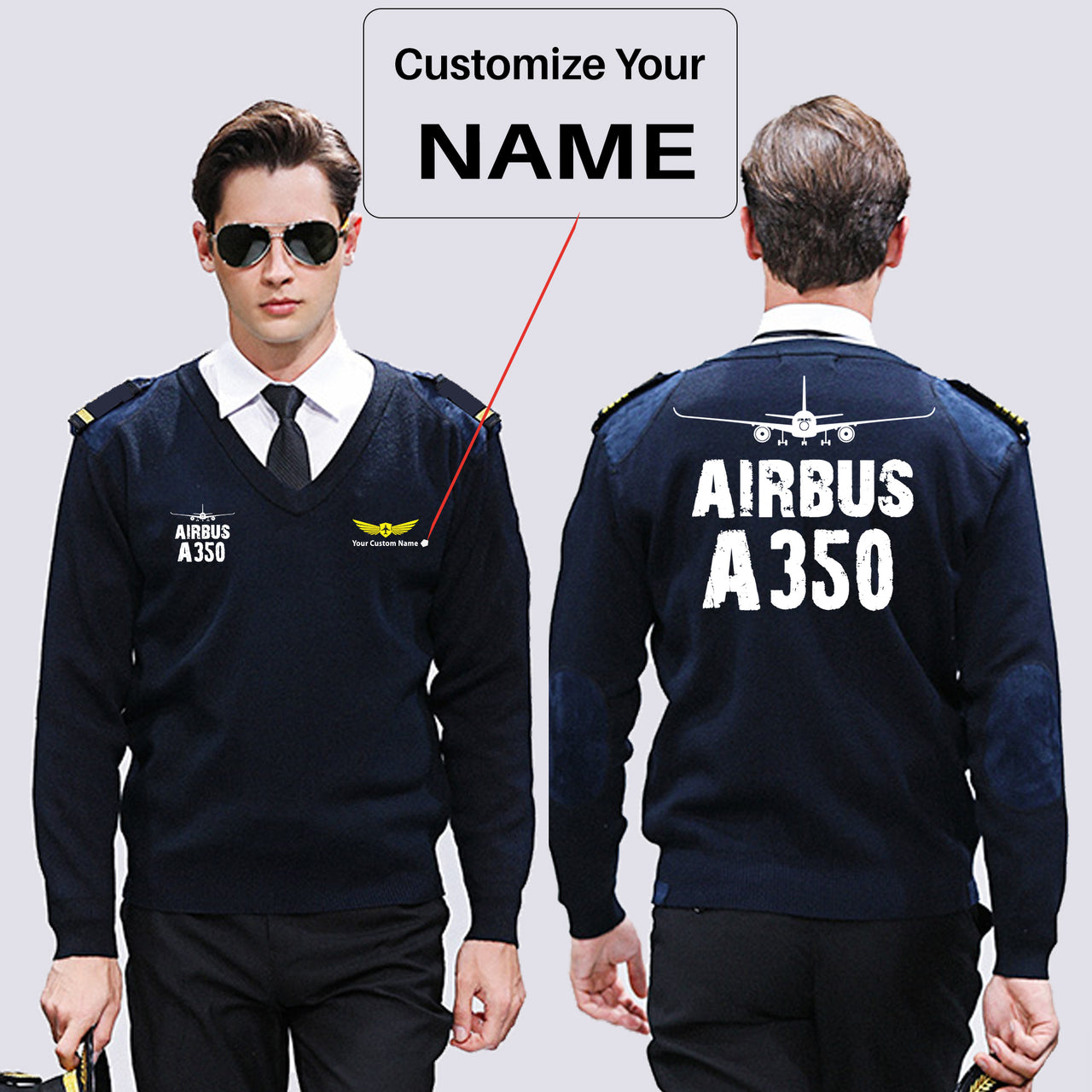 Airbus A350 & Plane Designed Wool Pilot Sweaters