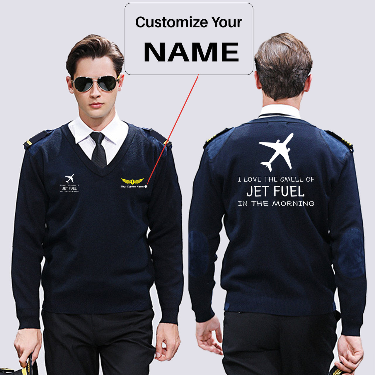 I Love The Smell Of Jet Fuel In The Morning Designed Wool Pilot Sweaters