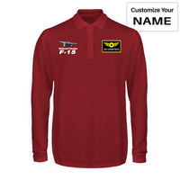 Thumbnail for The McDonnell Douglas F15 Designed Long Sleeve Polo T-Shirts