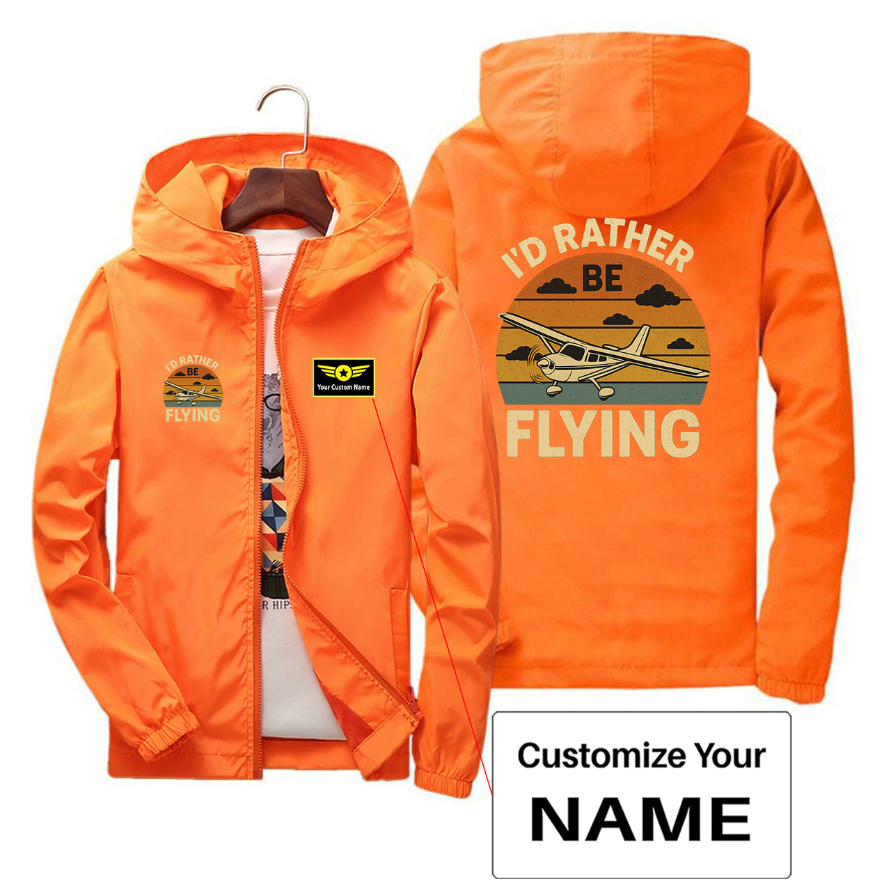 Retro I'D Rather Be Flying Designed Thin Windbreaker Jackets