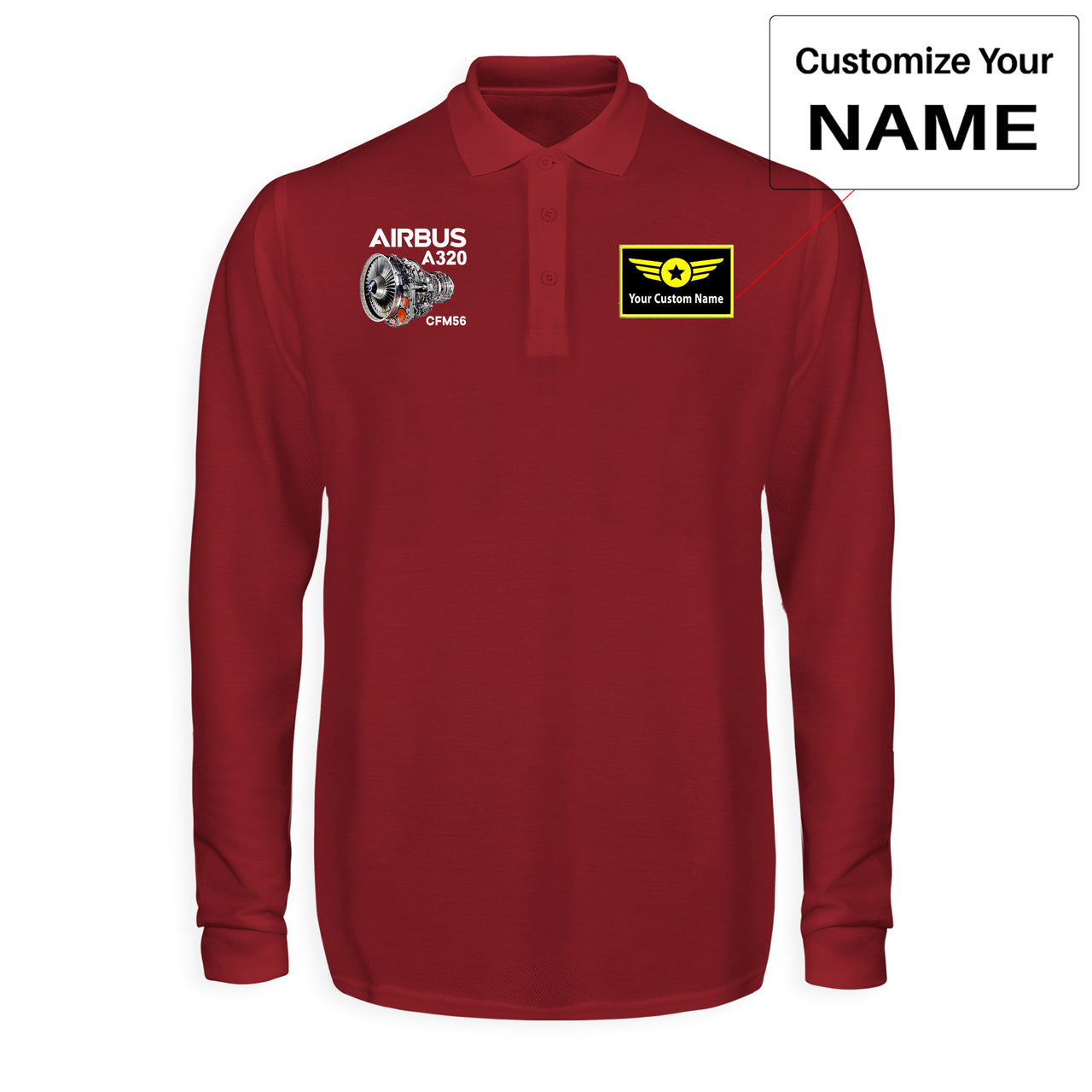 Airbus A320 & CFM56 Engine Designed Long Sleeve Polo T-Shirts