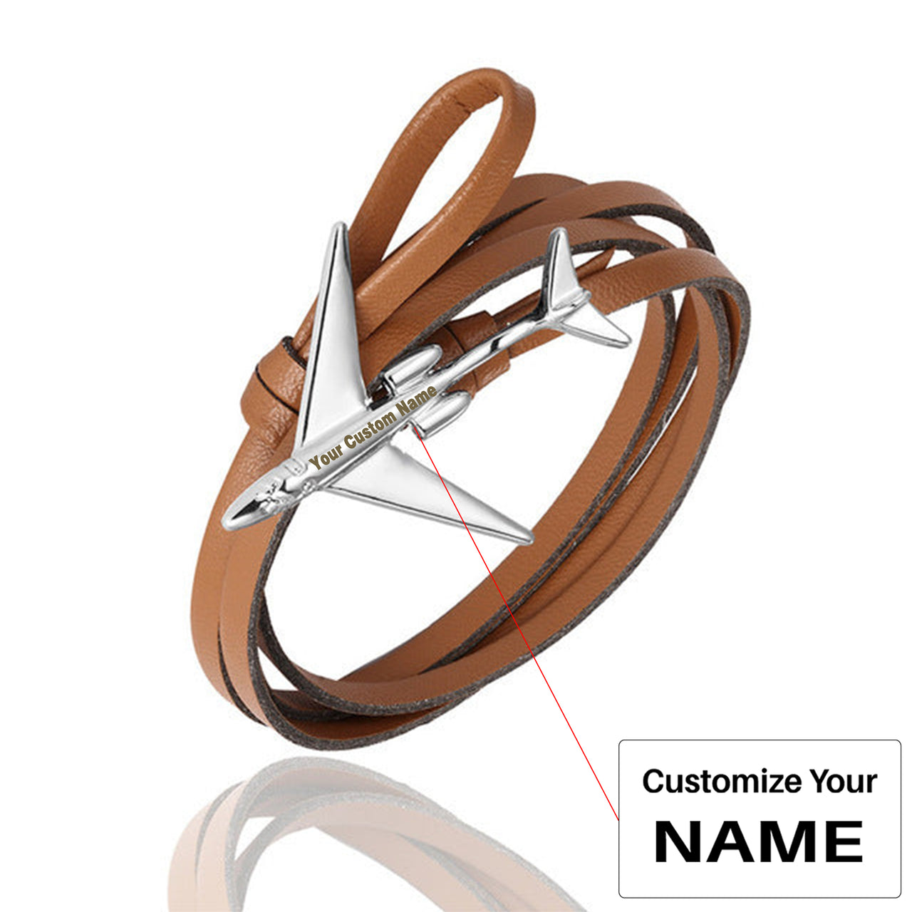 (Edition 3) - Special Leather Rope Designed Airplane Bracelets Silver  (Adjustable)