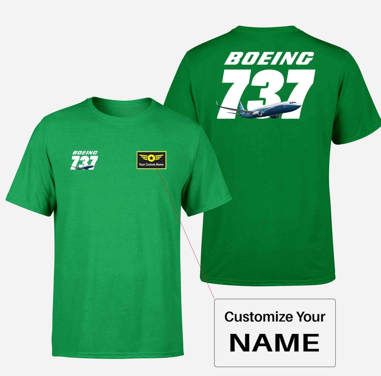 Super Boeing 737+Text Designed Double-Side T-Shirts